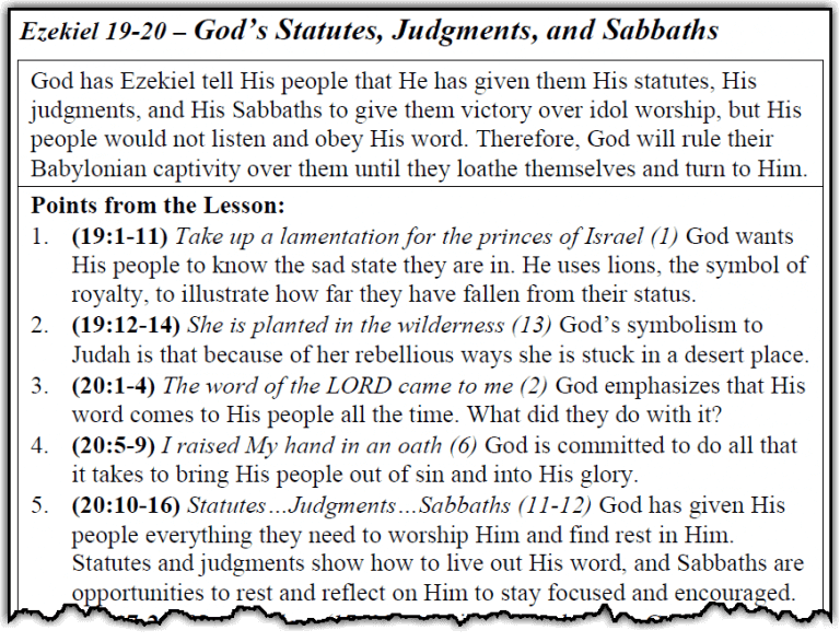 Ezekiel 19-20 – God’s Statutes, Judgments and Sabbaths – The Foundation ...